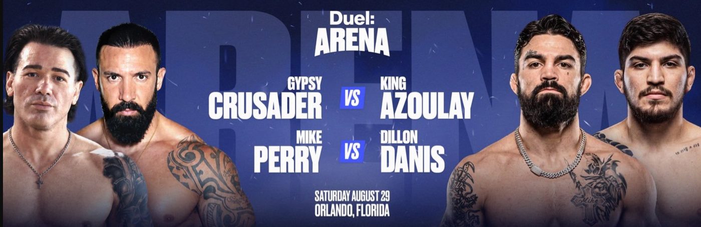 Duel Arena 1 full fight card banner for the August 29, 2026 show at Kia Center in Orlando