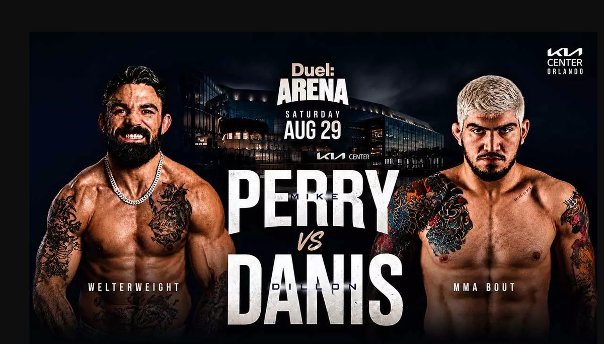 Mike Perry vs Dillon Danis promotional art for Duel Arena 1 at Kia Center, Orlando on August 29, 2026