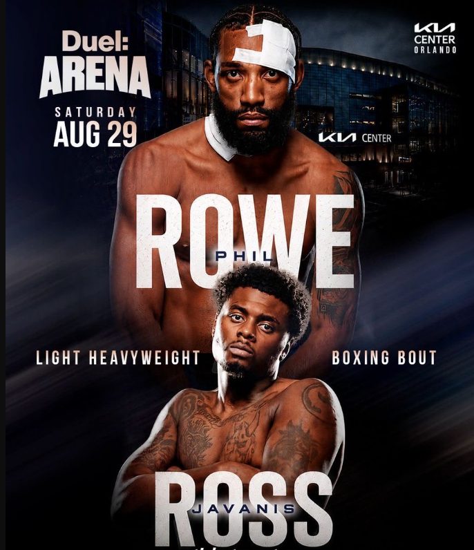 Phil Rowe vs Javanis Ross light heavyweight boxing poster for Duel Arena 1